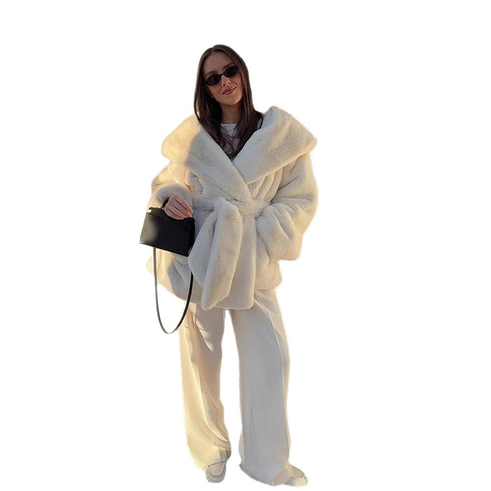 Damen Oversize-Plüschmantel EB