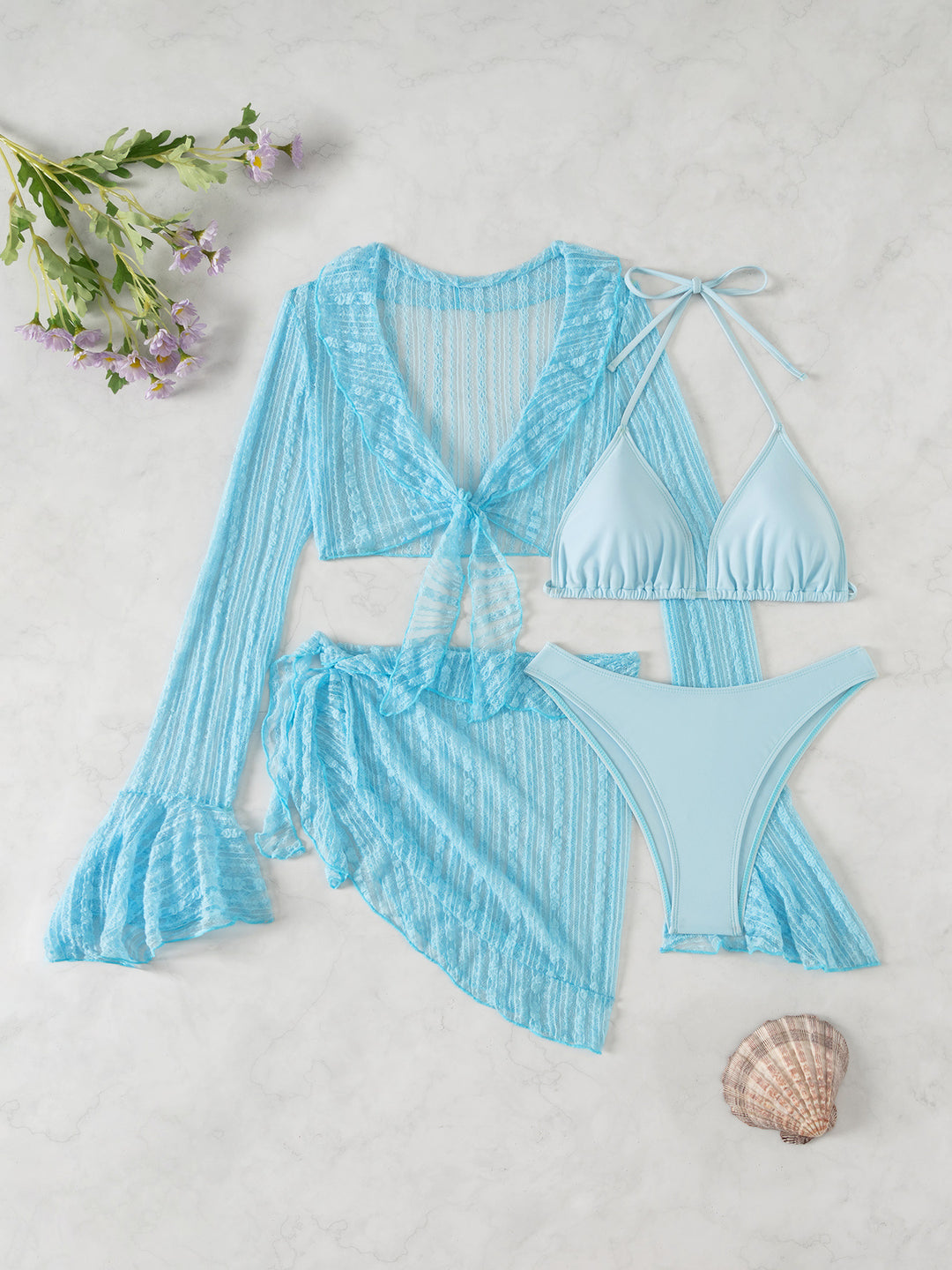 Damen Bikini-Set mit crop-top und lässigem Wickelrock EB