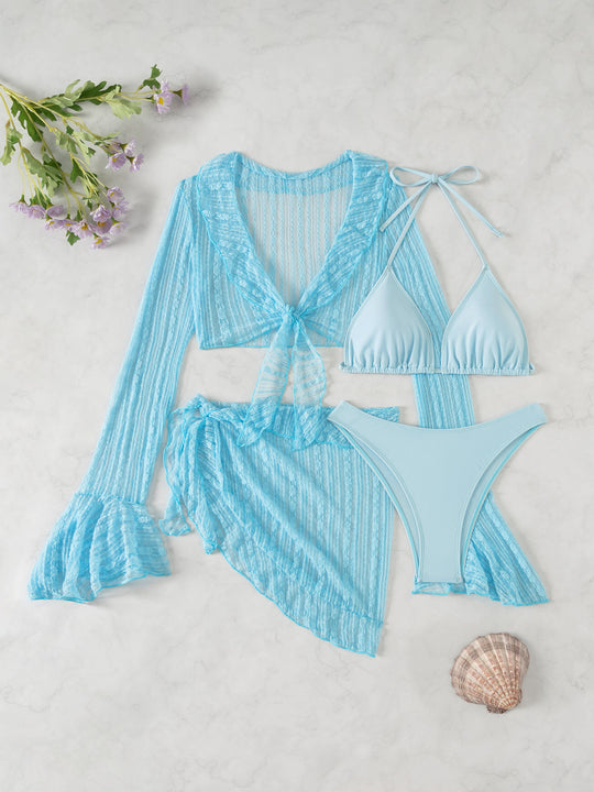 Damen Bikini-Set mit crop-top und lässigem Wickelrock EB