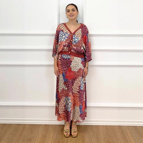 Damen Blütenmuster Set mit Kurzjacke und maxikleid EB