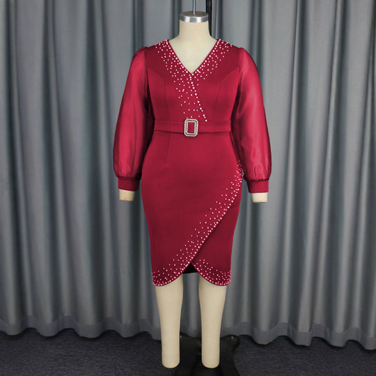 Damen Abendkleid mit eleganten Puffärmeln und funkelnden Applikationen EB