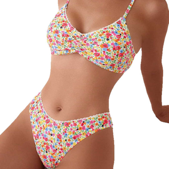 Damen Triangel-Bikini mit floralem Muster und feinen Details EB