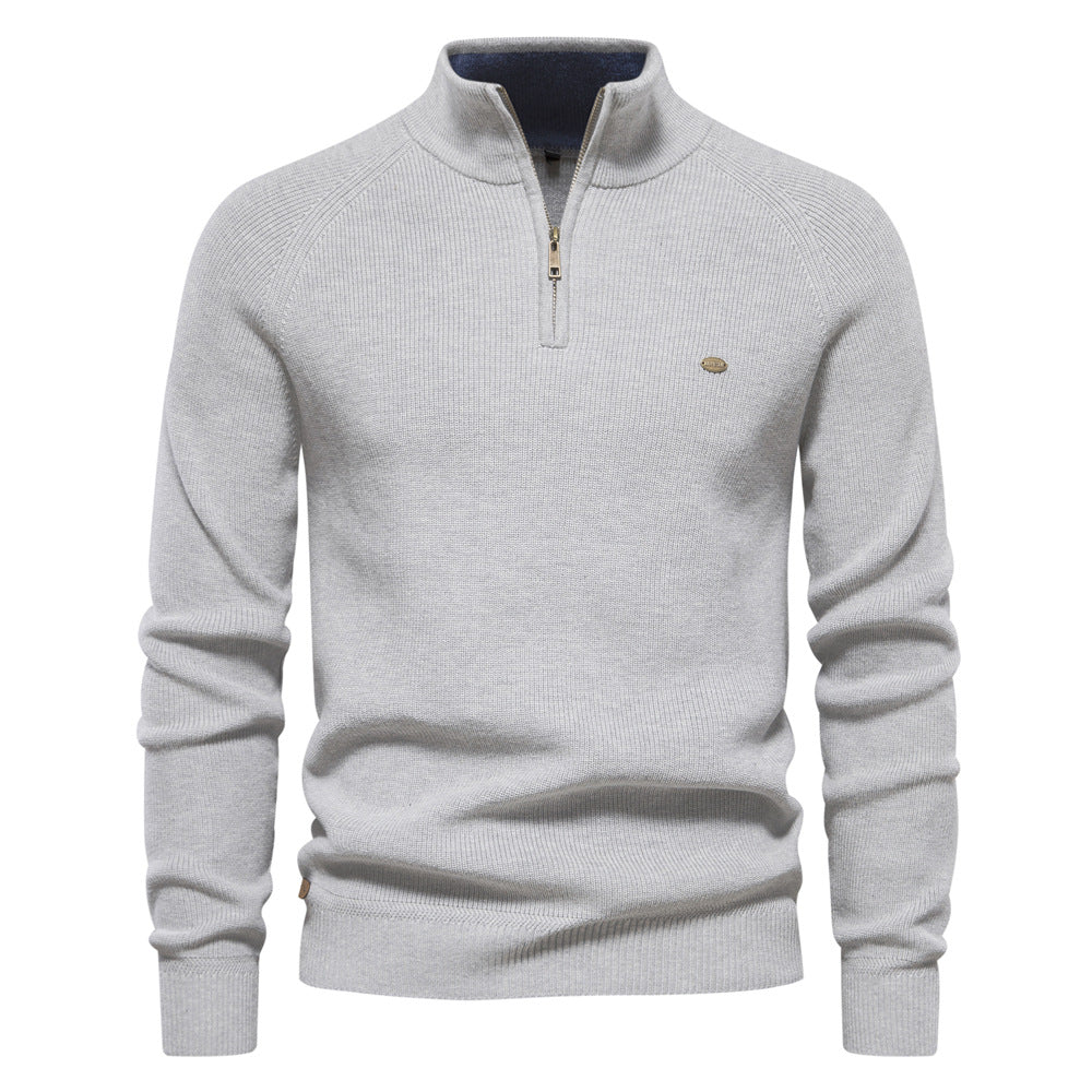 Herren Strickpullover mit halbem Reißverschluss und sportlichen Details EB