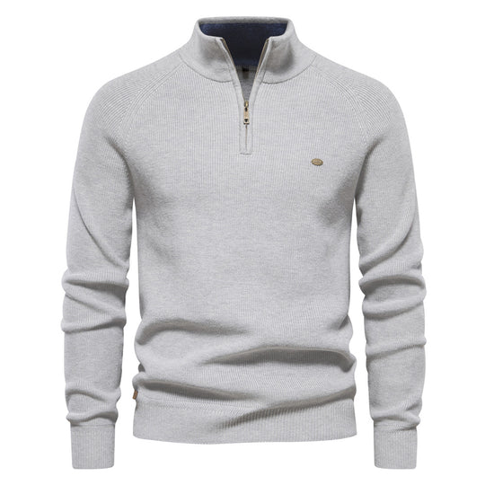 Herren Strickpullover mit halbem Reißverschluss und sportlichen Details EB