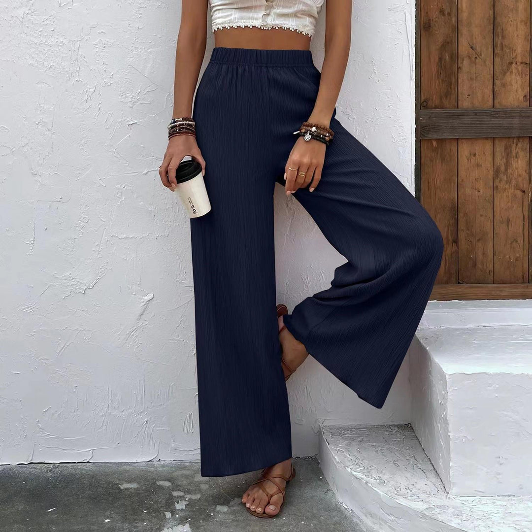 Damen Weite Plisséhose mit elastischem Bund und elegantem Fall EB