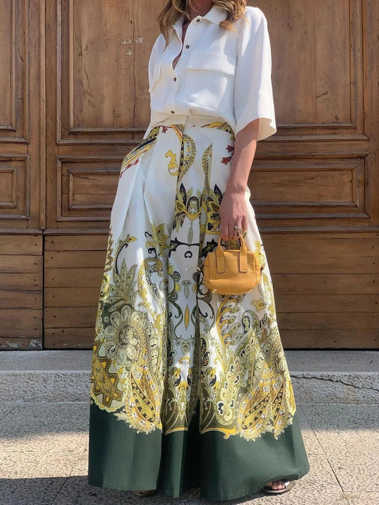 Damen Weit geschnittene Palazzo-Hose mit opulentem Muster EB