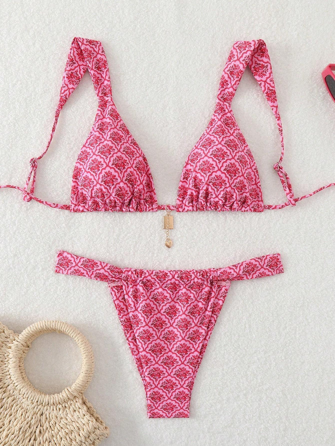 Damen Triangel-Bikini mit verspieltem Mustermix EB