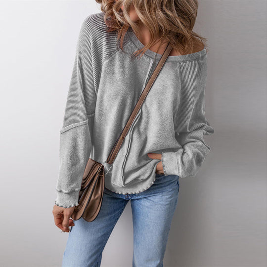 Damen Lässiges Langarmshirt mit strukturiertem Design EB