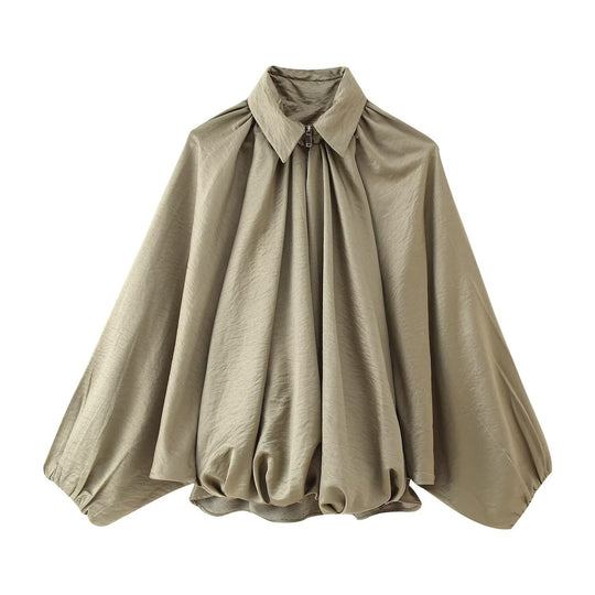 Damen elegante Bluse mit Plisseedetails EB