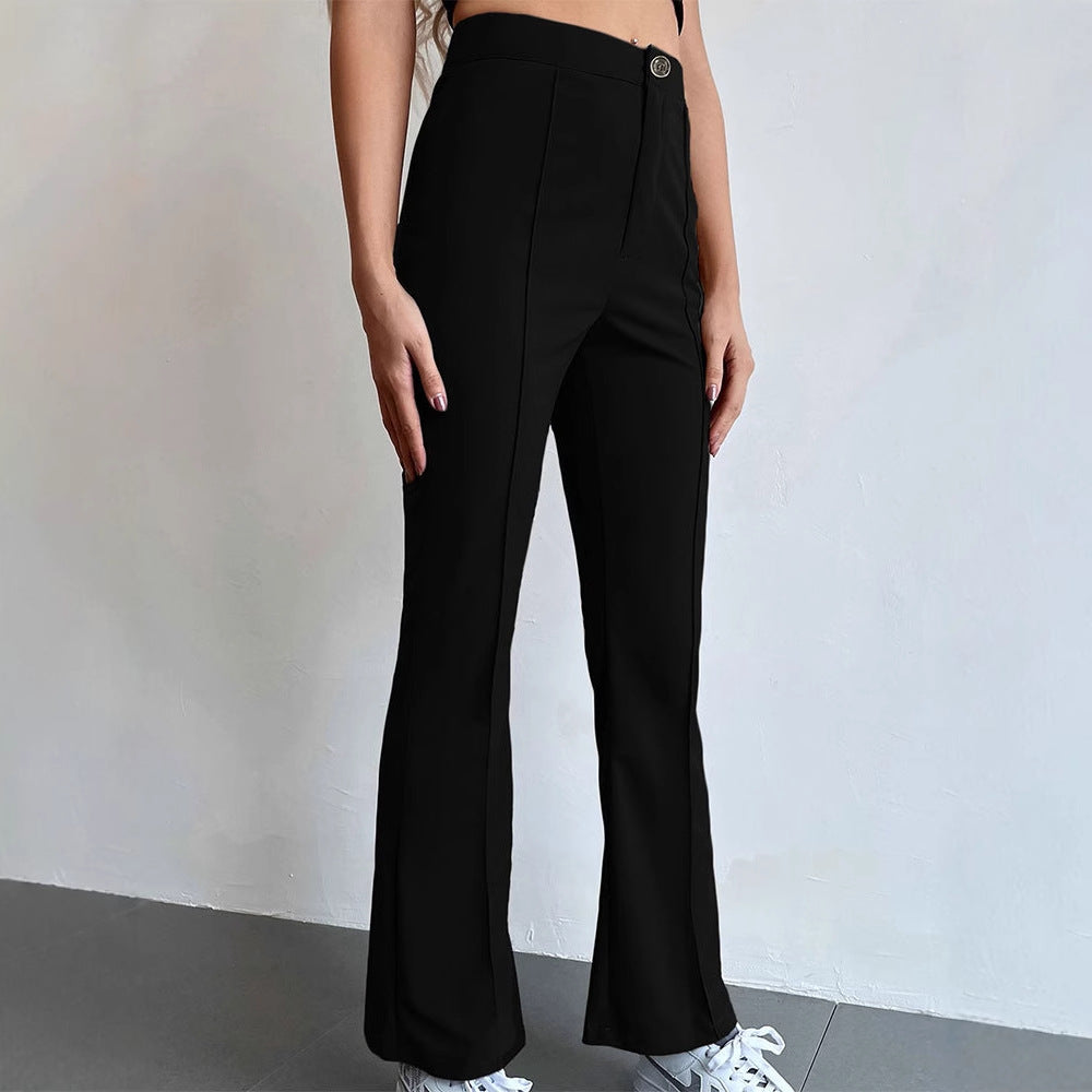 Damen elegante Business-Hose mit seitlichen Eingrifftaschen und schmalem Schnitt EB