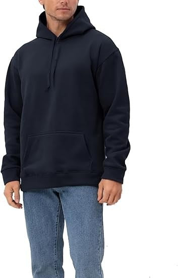 Herren nan lässiger Kapuzenpullover mit Kängurutasche, Tunnelzug und gerippten Bündchen EB