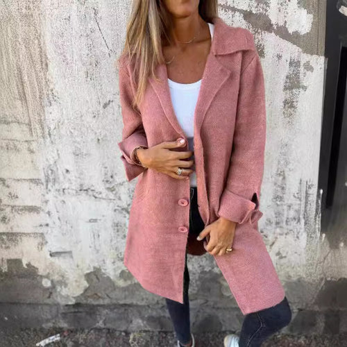Damen eleganter Wollmantel mit praktischen Taschen EB