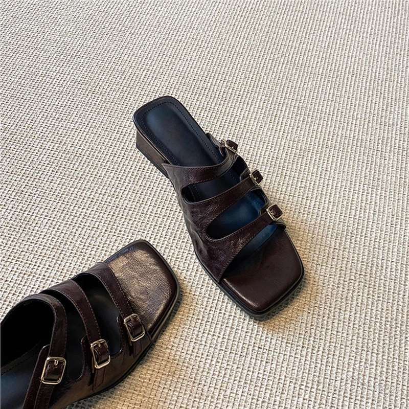 Damen modische Slingback Sandalen mit dekorativen Riemen und eleganten Schnallen EB