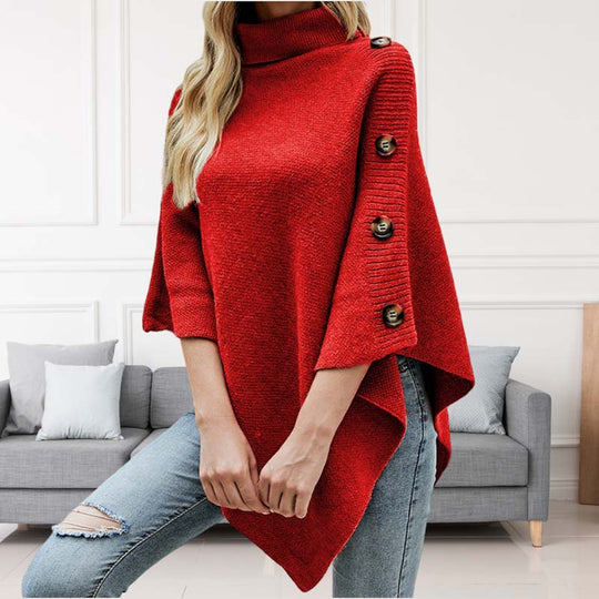 EB | Poncho mit Knopfdetails Akryl Elegant und Warm