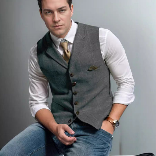 Herren stilvolle elegante Weste mit feinem Stoff EB