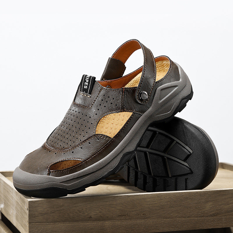 Damen Sommerliche Leder-Sandalen mit atmungsaktivem Design EB