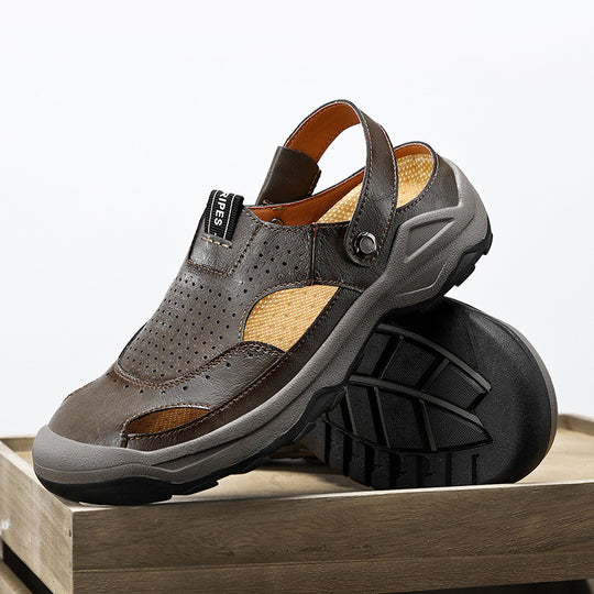 Damen Sommerliche Leder-Sandalen mit atmungsaktivem Design EB