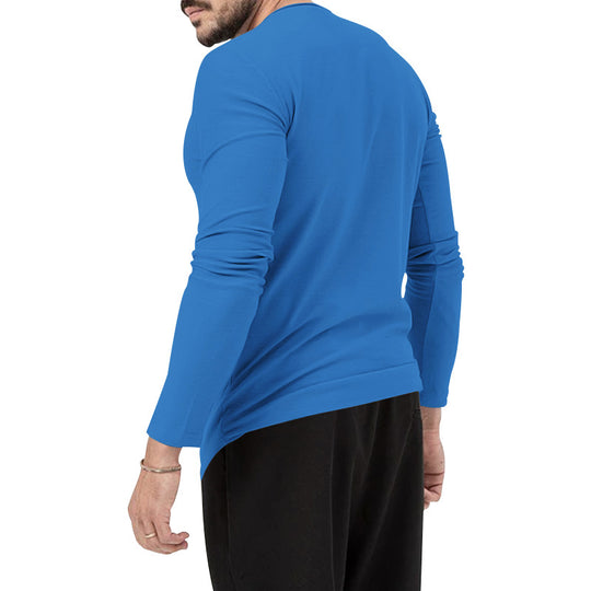 Herren nan figurbetontes Langarmshirt mit Rundhalsausschnitt, elastischem Baumwollstretch und verlängertem Saum EB