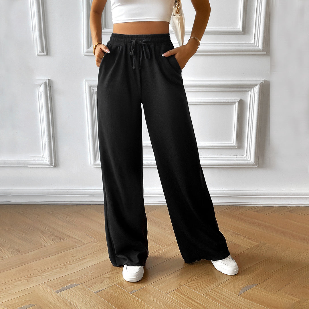 Damen Lässige Freizeithose mit hohem Bund und elastischem Taillenbund EB