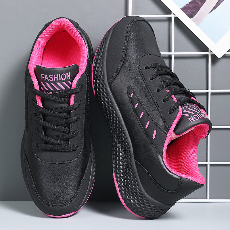 Damen nan elegante Plateau-Sneaker aus Kunstleder mit wabenstrukturierter Dämpfungssohle und ergonomischem Komfortfußbett EB