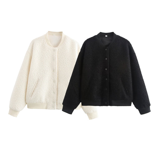 Damen Fleecejacke mit strukturiertem Stoff und praktischem Knopfverschluss EB