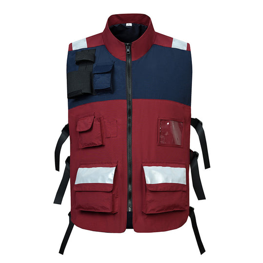 Unisex Multifunktionale Utility-Weste mit Reflektorstreifen ID‑Fenster und verstellbaren Seitengurten EB