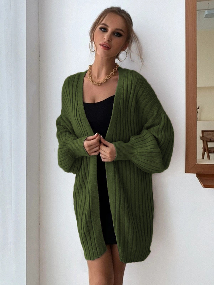 Damen Weitgeschnittener Strickcardigan mit strukturiertem Rippdesign EB