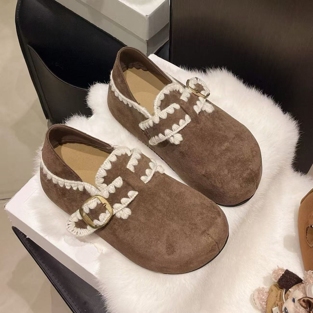 Damen Bequeme Mokassins mit dekorativem Schnallen-Detail und weichem Innenfutter EB
