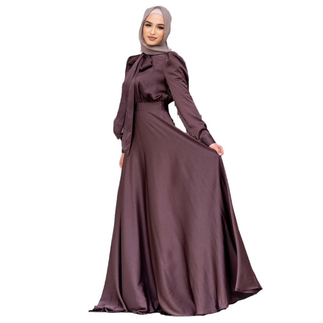 Damen Maxi-Kleid mit fließenden Ärmeln und elegantem Taillengürtel EB