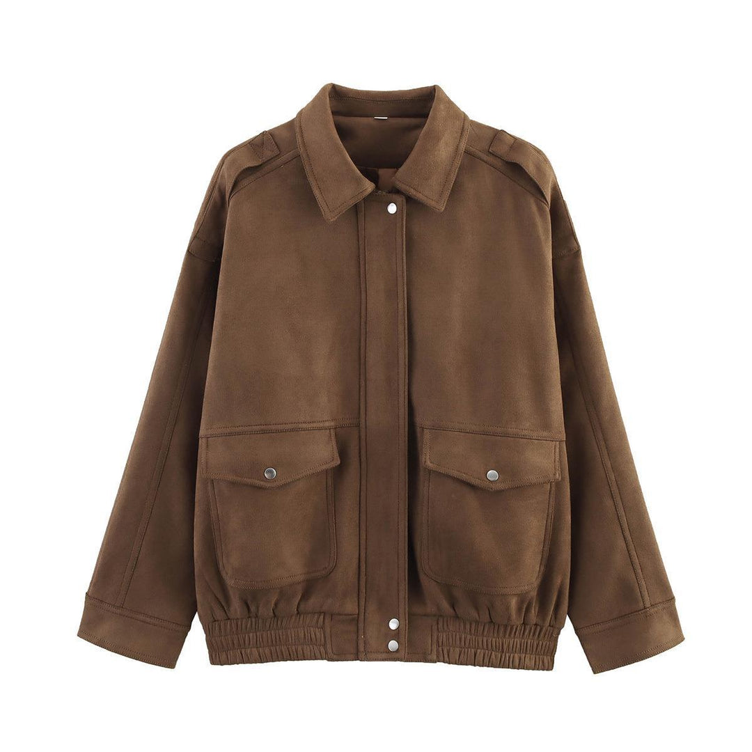 Damen Kunstlederjacke mit praktischen Taschen und elastischem Bund EB