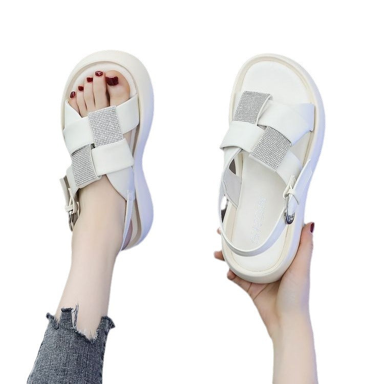 Damen Komfortable Sandalen mit modischen Strass-Akzenten EB