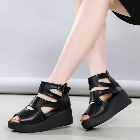 Damen Wedge-Sandalen mit modischen Cut-Outs und verstellbarem Riemen EB