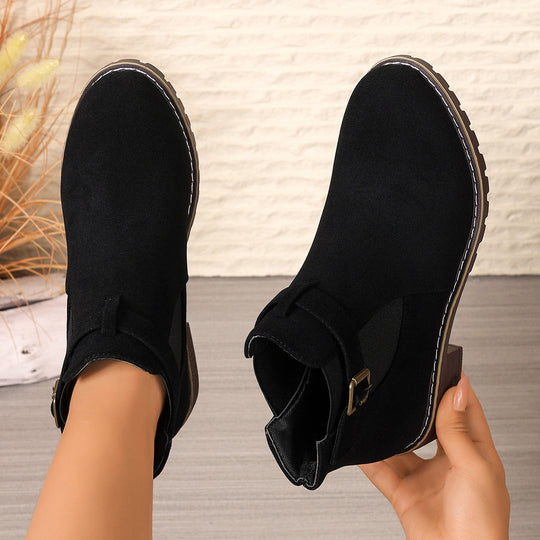 Schicke Stiefeletten mit Schnallenriemen und Blockabsatz EB EB