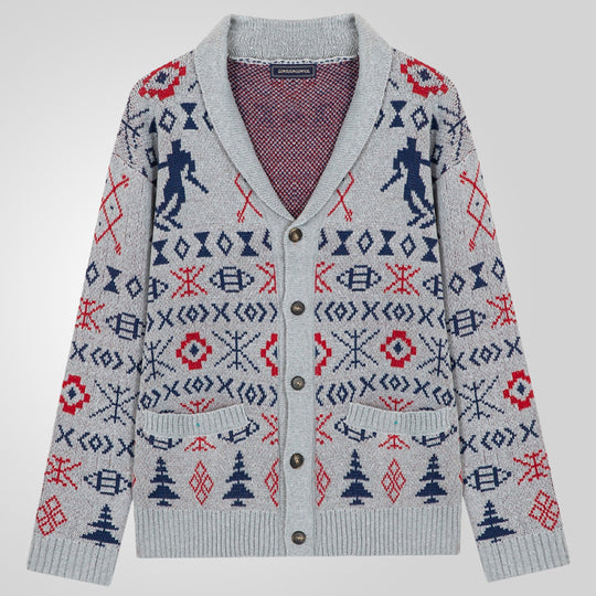Herren Strickjacke mit traditionellem Muster und warmem Innenfutter EB