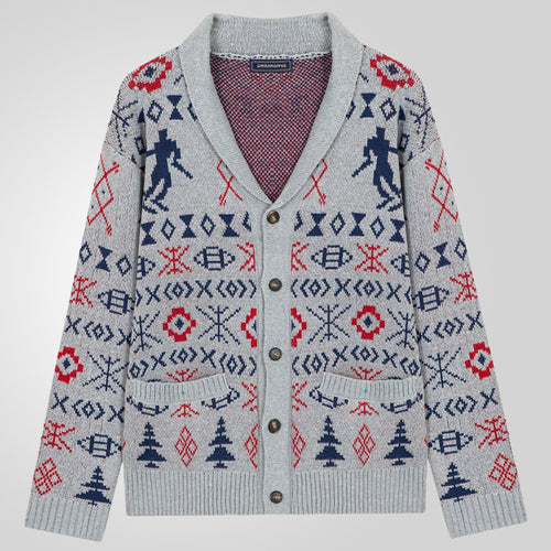 Herren Strickjacke mit traditionellem Muster und warmem Innenfutter EB
