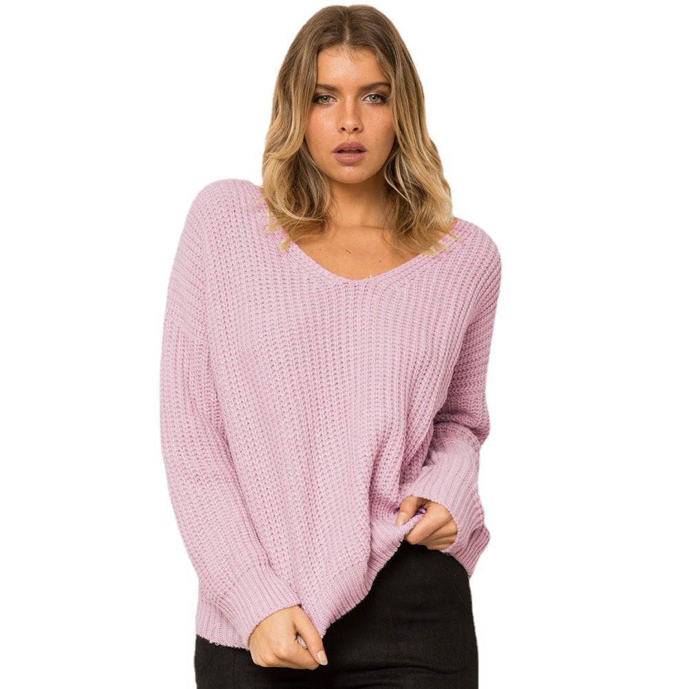 Damen Pullover mit einzigartigem Rückendesign und dekorativem Schnüriemen EB