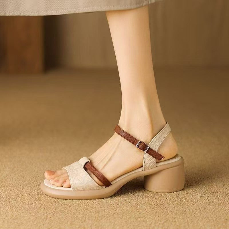 Damen Bequeme Blockabsatzsandalen mit verstellbarem Riemen EB