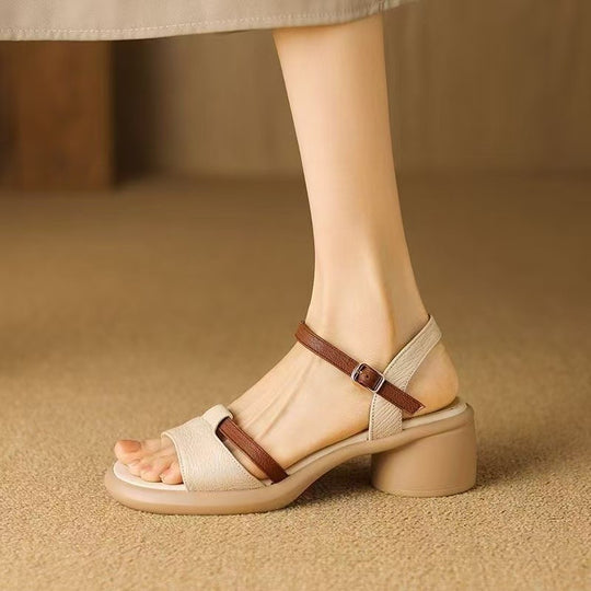 Damen Bequeme Blockabsatzsandalen mit verstellbarem Riemen EB