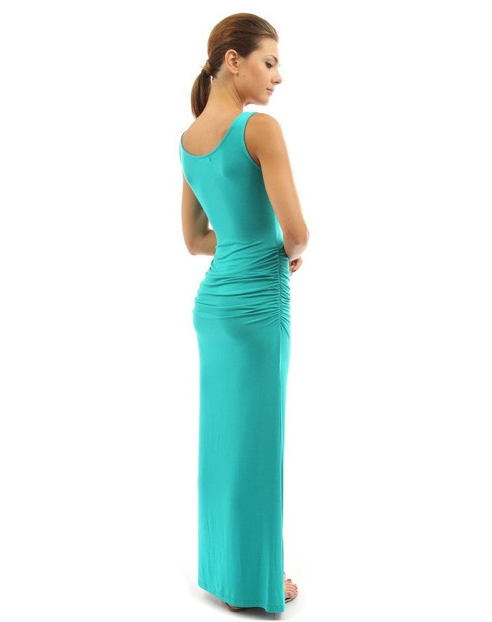 Damen figurbetontes Maxikleid mit Raffungen EB