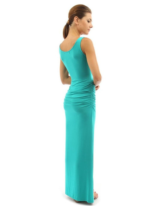 Damen figurbetontes Maxikleid mit Raffungen EB