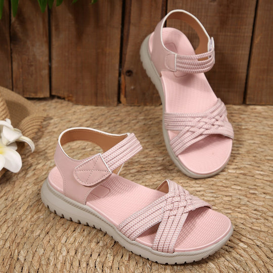 Damen Komfortable Riemchen-Sandalen mit verstellbarem Klettverschluss EB