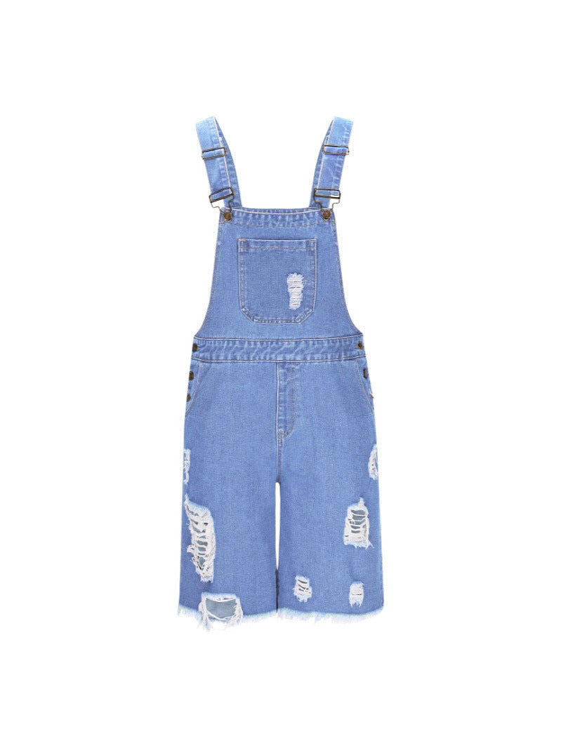 Herren Lässige Denim-Latzhose im distressed Look EB