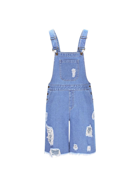 Herren Lässige Denim-Latzhose im distressed Look EB