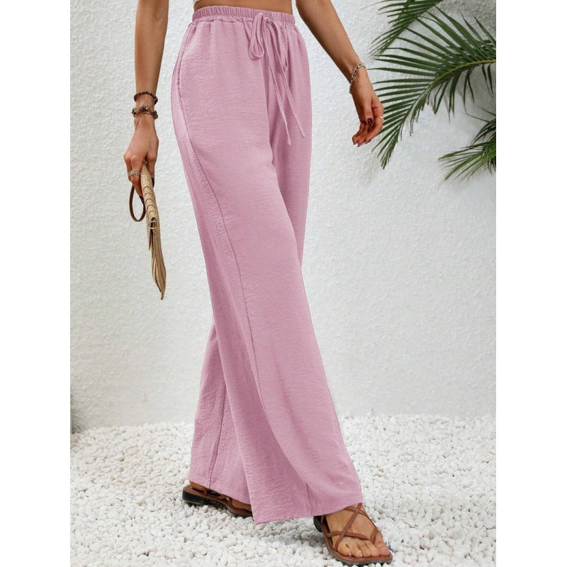 Damen luftige Paltz-Hose mit elastischem Bund und praktischen Taschen EB