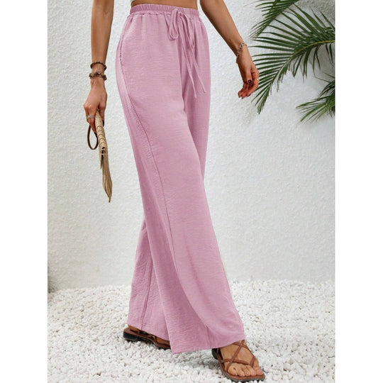 Damen luftige Paltz-Hose mit elastischem Bund und praktischen Taschen EB