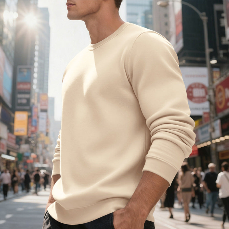 Herren nan weiches Rundhals-Sweatshirt aus Baumwollmix mit gerippten Bündchen und relaxed Fit EB