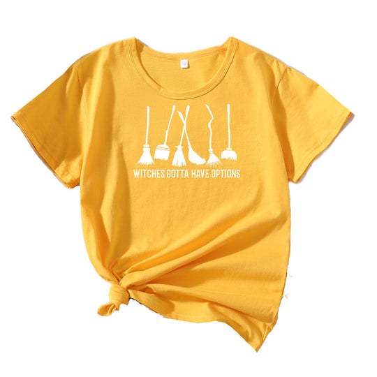 Frauen Grafik Besenstiel Humor T-Shirt Heidi-Mode