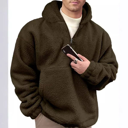Herren kuscheliger Fleece-Pullover mit halbem Reißverschluss EB