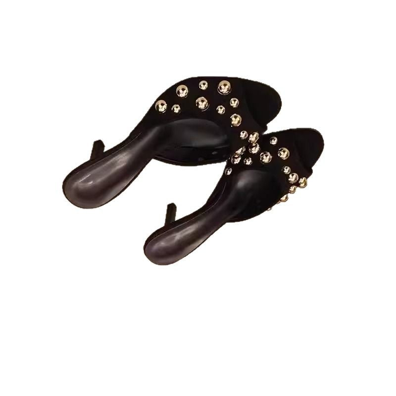 Damen elegante Mules mit dekorativen Perlen EB