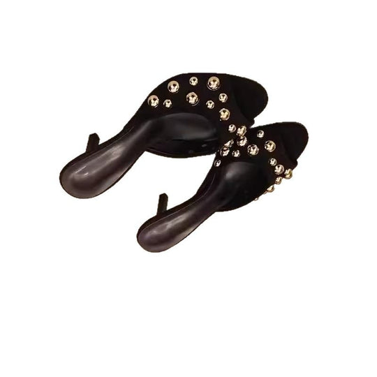 Damen elegante Mules mit dekorativen Perlen EB